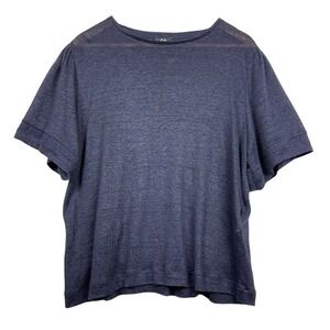 C&A Womens Short Sleeve Knit Linen Tee Shirt Top Sz L NWOT Breathable Minimalist